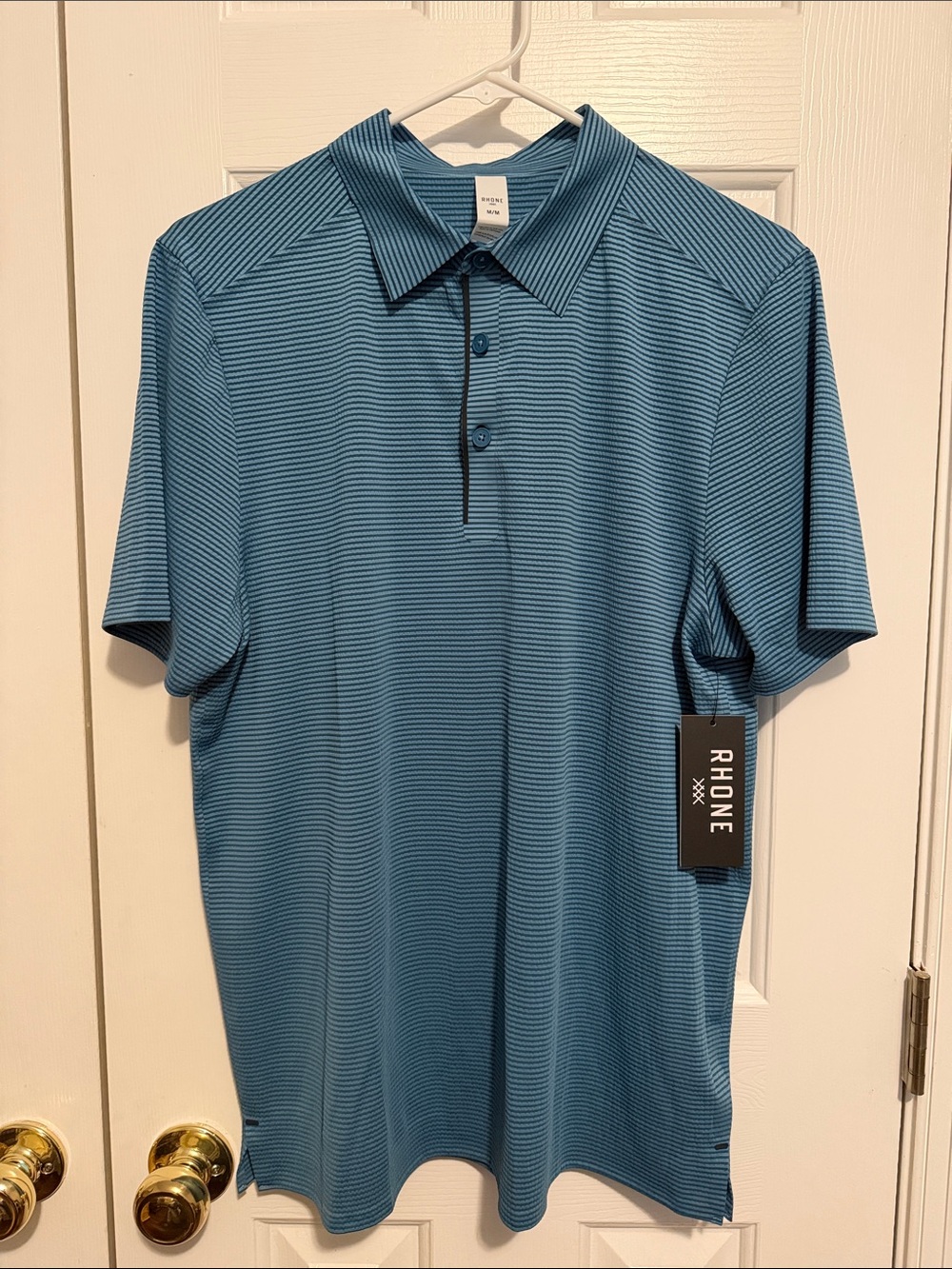 RHONE Blue Seersucker Polo